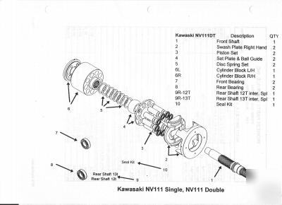 Kawasaki NV111DT hydraulic/hydrostatic seal pipe front