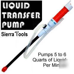 Liquid transfer pump battery power siphon gas oil water