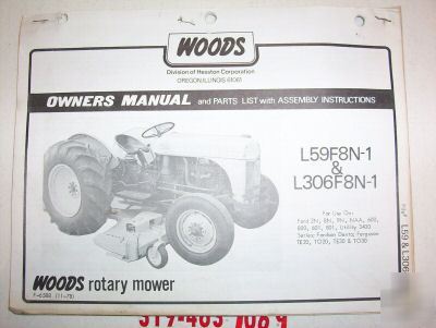 Owners manual woods L59F8N-1,L306F8N-1 ford tractors