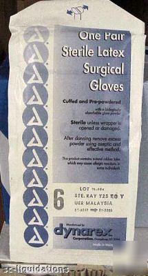 1 lot of 50 pairs, latex surgical gloves- size 6
