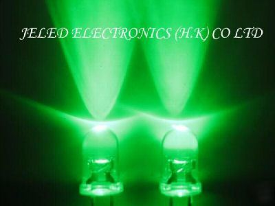 1000XNEW 5MM pure green led lamp 17,000MCD diy f/ship