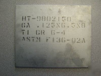 Titanium plate 6.5 x 8.0 x .125 thick (70 available)