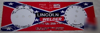 Lincoln welders rebel flag m-8803 aluminum name plate
