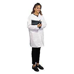 Wise disposable tyvek lab coat 3 snap front white xl