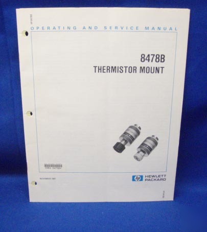 Hp 8478B thermistor mount operating & service manual