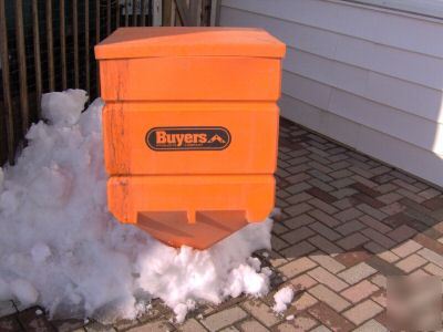 Meyer, buyers salt spreader, orange bucket and lid only