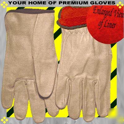 2 prs small lined premium leather pigskin work glove go