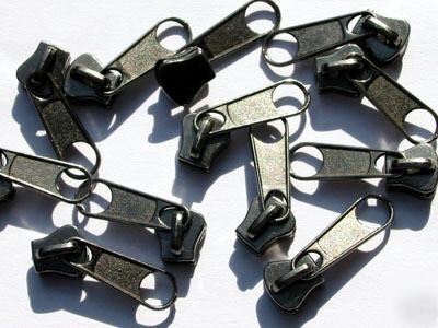 #5 molded plastic zipper sliders long black nickel 100