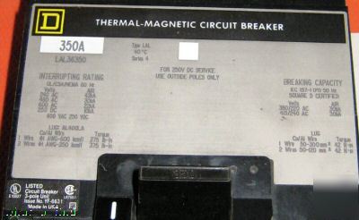 New square d LAL36350 circuit breaker lal 36350 350 amp