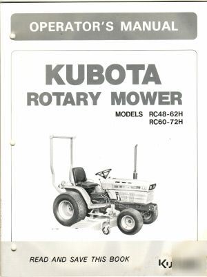 Kubota RC48-62-h RC60-72H rotary mower operators manual