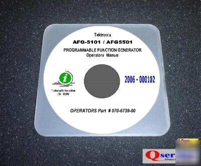 Tektronix tek AFG5101 afg 5101 afg-5101 oper manual cd