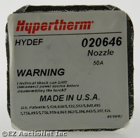 New 50 amp nozzle hypertherm PAC180 020646 plasma nip