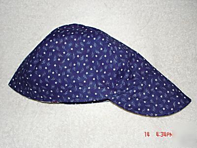 Welding cap hat beanie style reversible - blue/wh star