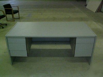 Office desk & credenza---gray laminate