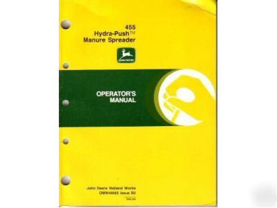 John deere 455 hydra-push manure operator's manual