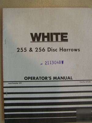 White 255 and 256 disk harrow operator manual 