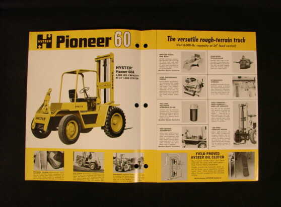 Hyster pioneer 60 fork lift truck brochure 1966 originl