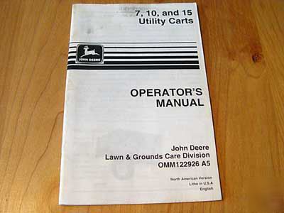 John deere 7 10 15 cart operator's manual jd