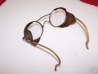  vintage safety glasses goggles leather side shields