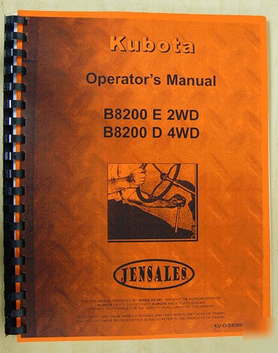 Kubota B8200 operator manual (ku-o-B8200 ser)