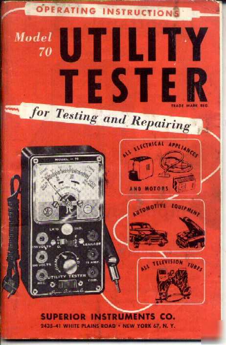 Superior model 70 utility tester manual multimeter 1954