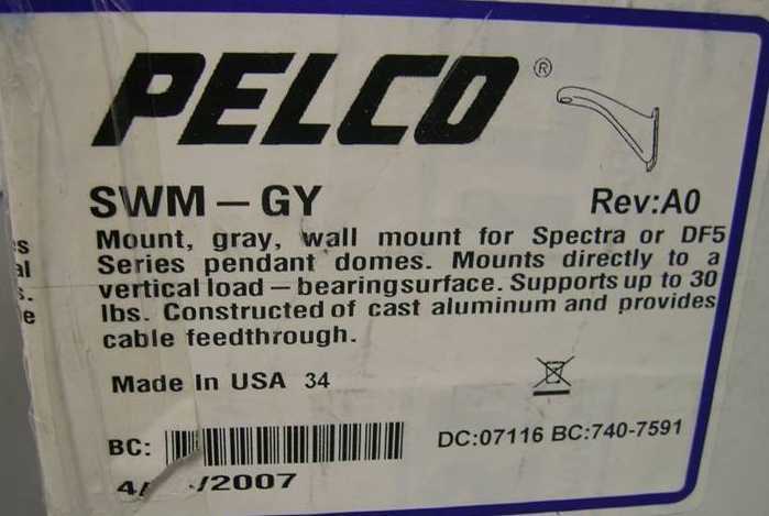 New pelco swm C293M compact wall mount 