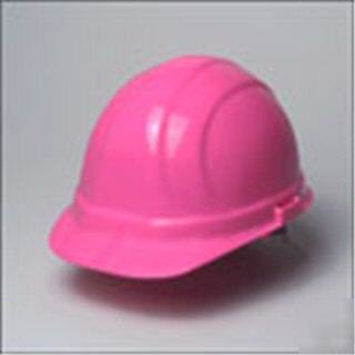 Lot of 12 hi viz hot pink hard hats w/ ratchet 