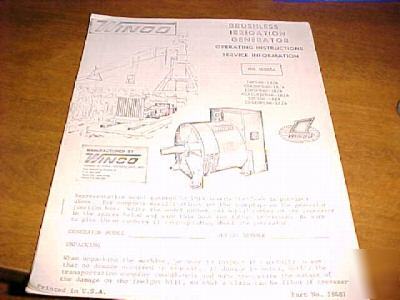 Winco irrigation generator operating and service manual
