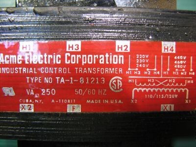 Acme industrial control transformer ta 1 81213 110E