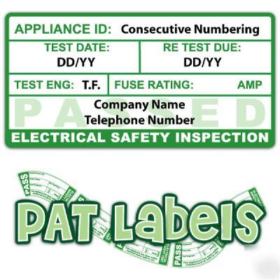 Pat labels - 500 personalised passed labels
