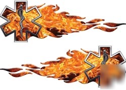 Flaming star of life decals 89S inferno reflective