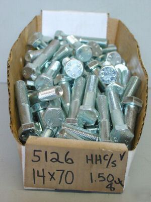 M14 - 1.5 x 70 mm metric bolts grade 8.8, qty (5)