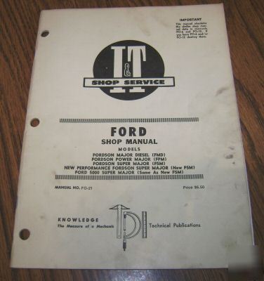 Ford fordson major super & 5000 tractor i&t shop manual