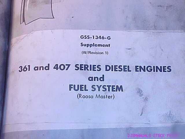 Ih d 361 407 diesel engine fuel system service manual
