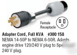 Miller 300158 adapter cord, full kva