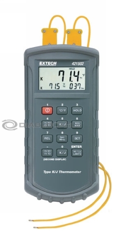 Extech 421502 type j/k dual input thermometer w/ alarm