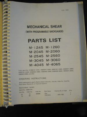 Amada mechanical shear parts list many models avail.