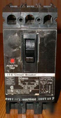 Ite/siemens circuit breaker (E43B050) 50A, 480V, 3P