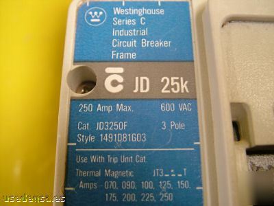Westinghouse JD3250F circuit breaker 250A 3 pole