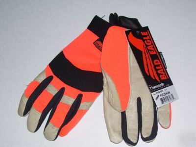 Pigskin mechanics gloves thinsulate-hi viz hunter-xlg