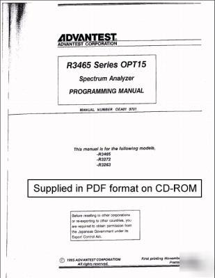 Advantest R3465 R3272 R3263 OPT15 programming manual