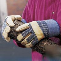 New mustang work gloves, cowhide & cotton, size men's m