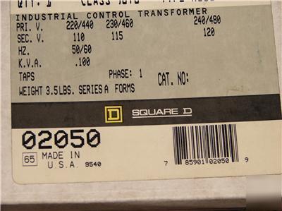 Square d step down transformer class 9070 type K100D1