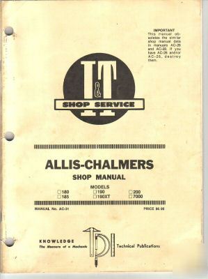 Allis-chalmers manual 180 185 190 190XT 200 7000