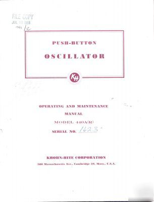 Krohn-hite 440A (r) operating & maintenance manual