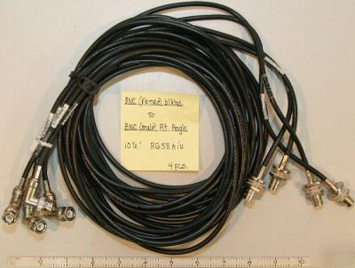 4 bnc(f-blk)-bnc(m)rt angle 10.5' (feet) RG58A/u cables