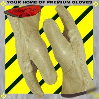 6PR lined leather yard work glove pigskin garden ranch