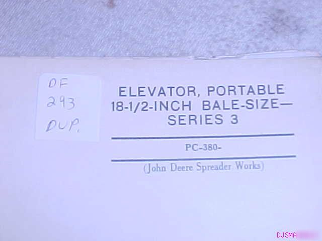 John deere portable elevator 3 series parts catalog