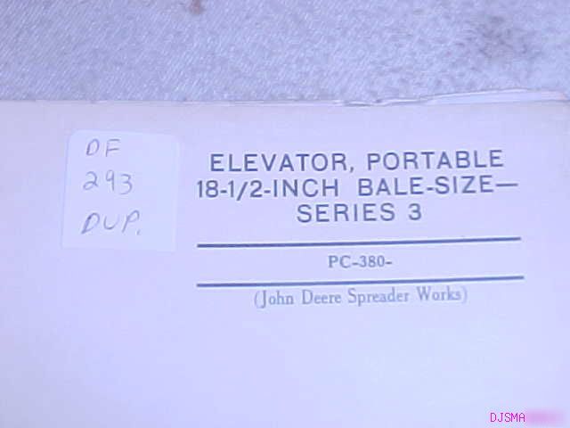 John deere portable elevator 3 series parts catalog