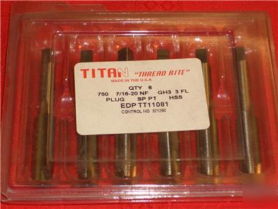 Lot of 6 titan 7/16 X20 nf s.p.p taps